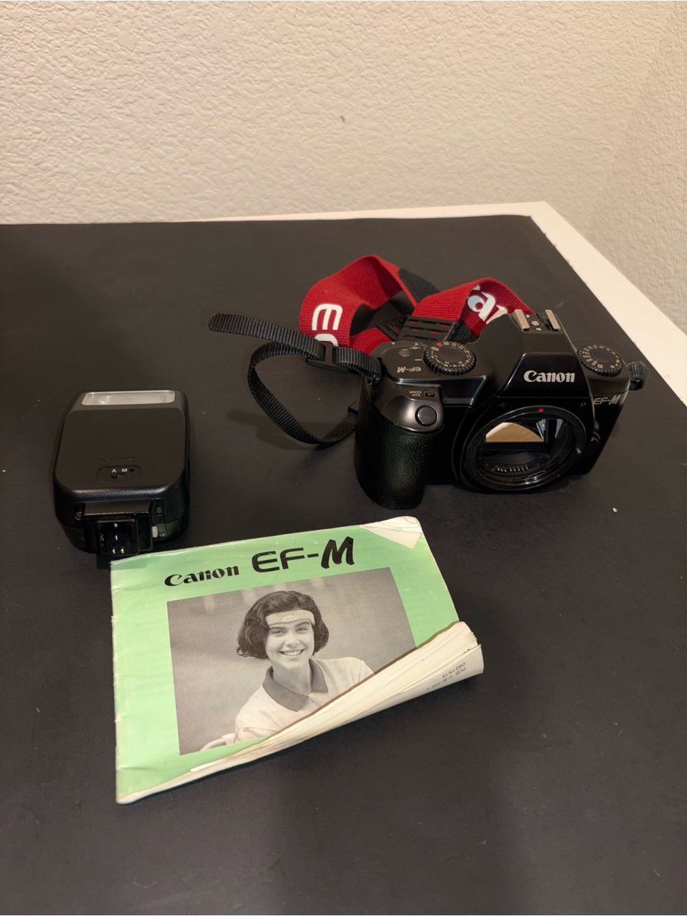 Canon EF-M 35mm SLR Film Camera Body with Speedlite 200M Flash